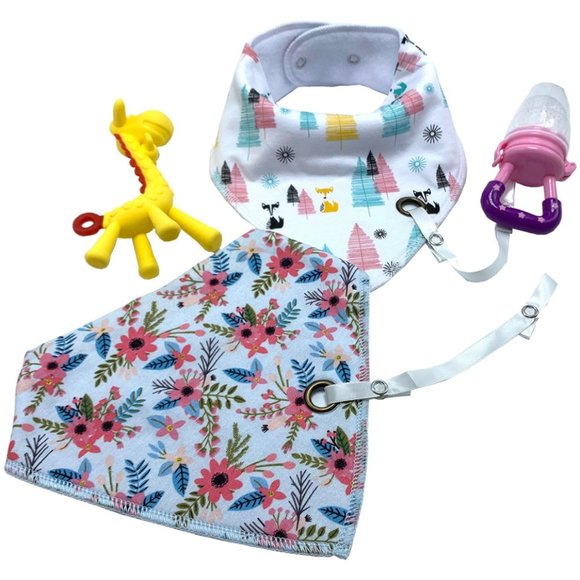 Fashion Baby Bibs With Pacifier Hangers Teether - Picture 3 of 16